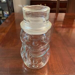 Vintage Libbey Snowman Jar with Top Hat Glass Jar Storage Candy